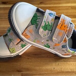 Kids Dinosaur Print Velcro Shoes - Gray